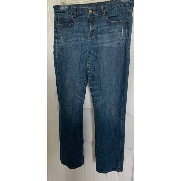 SIMPLY VERA WANG STRAIGHT LEG JEANS, WOMEN, 8, BLUE, GENTLY DISTRESSED, WAIST 33 - Picture 2 of 11